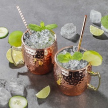 mule cups, Set of 2 with 2 drinking straws