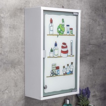 Medicine Cabinet metal body with glass door with printing