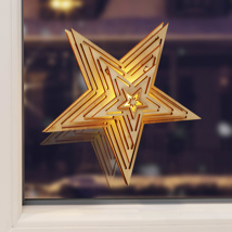 LED Wooden Carved Star with 1 warm white LED appr. 15 x 5,2 x 15cm