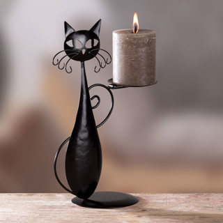 metal cat candlestick size: 17.5 x 10.5 x 28 cm