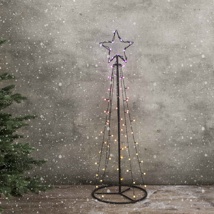 LED Metall Weihnachtsbaum ca. 100 cm  mit 62 warm weißen/ multicolor LEDs 