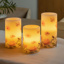 LED-Wachs-Kerzen-Set 3-tlg. mit Frühlingsdruck (Design Blumen)