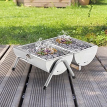Portable Stainless Steel Charcoal Grill Features: