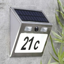 Solar Hausnummer mit LED-Beleuchtung und Bewegungsmelder, Maße: ca. 18 x 4,5 x 15cm