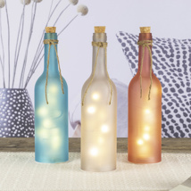 LED Flasche mit 10 warm weißen LED ca. 7 x 29 cm, sortiert