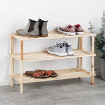 Schuhregal mit 3 Böden, aus Holz mit FSC® Maße: ca. 74 x 26 x 48cm
